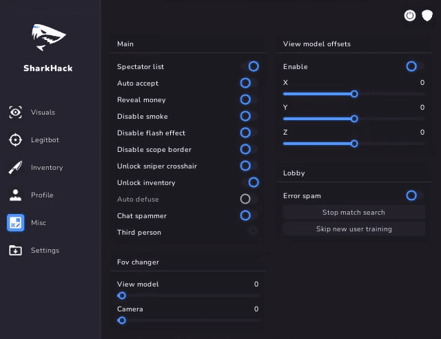 SharkHack CS2 Skinchanger User Interface